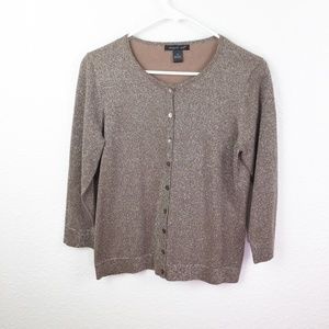 August Silk Brown Metallic Cardigan Size M